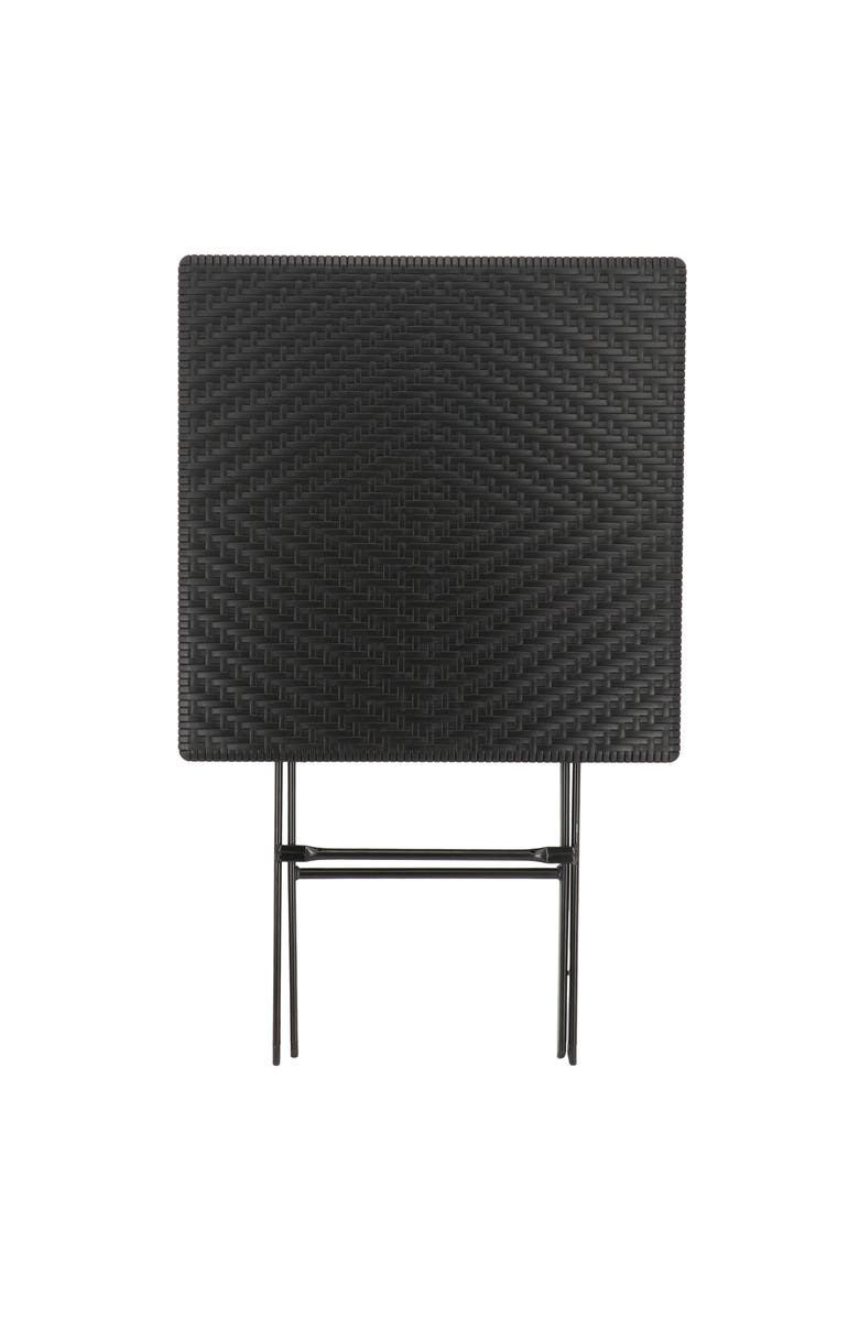 Elama Plastic Rattan Folding Square Table, Alternate, color, Black