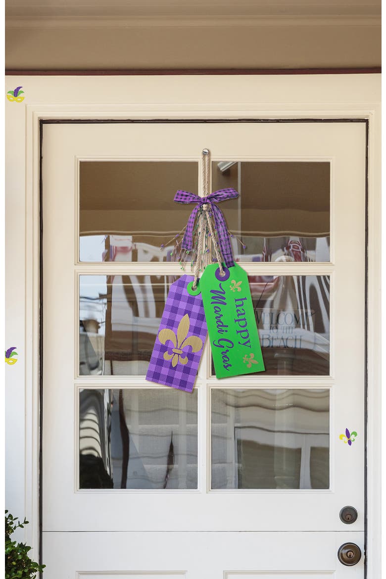 Happy Mardi Gras Day Wooden Bookmark Door Hanger, Alternate, color, Purple