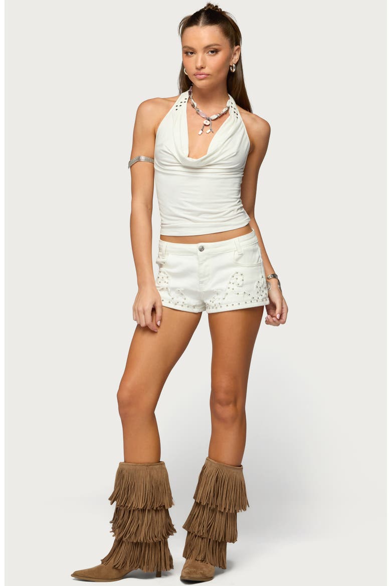 Audrie Cowl Neck Halter Top, Alternate, color, WHITE