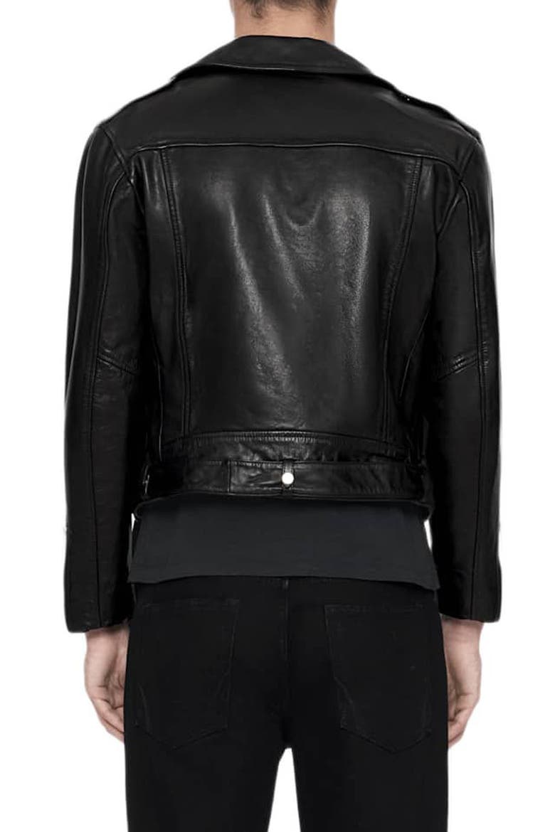 Neo Leather Biker Jacket, Alternate, color, BLACK