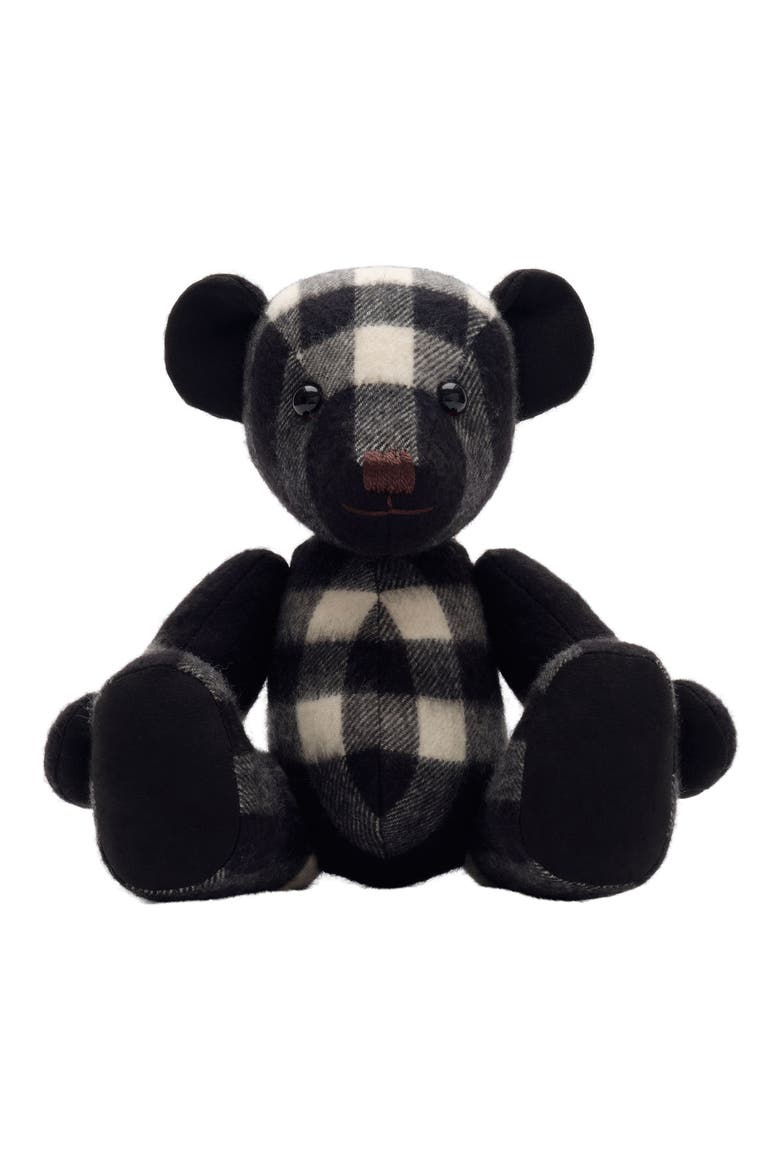 Check Cashmere Collectible Bear, Main, color, BLACK/ CALICO