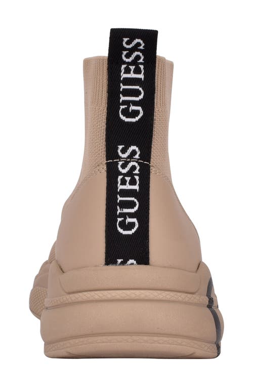 Guess Pause High Top Sock Sneaker In Oat