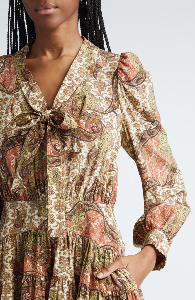 Ulla Johnson Maris Print Long Sleeve Silk Minidress, Alternate, color, Aura