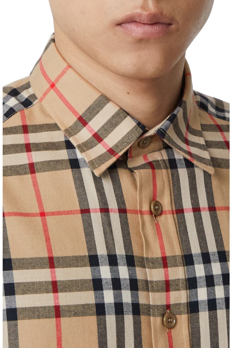 Chambers Check Button-Up Flannel Shirt, Alternate, color, BEIGE