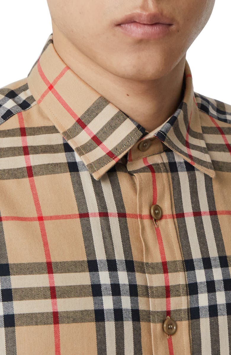 Burberry Chambers Check Button-Up Flannel Shirt, Alternate, color,