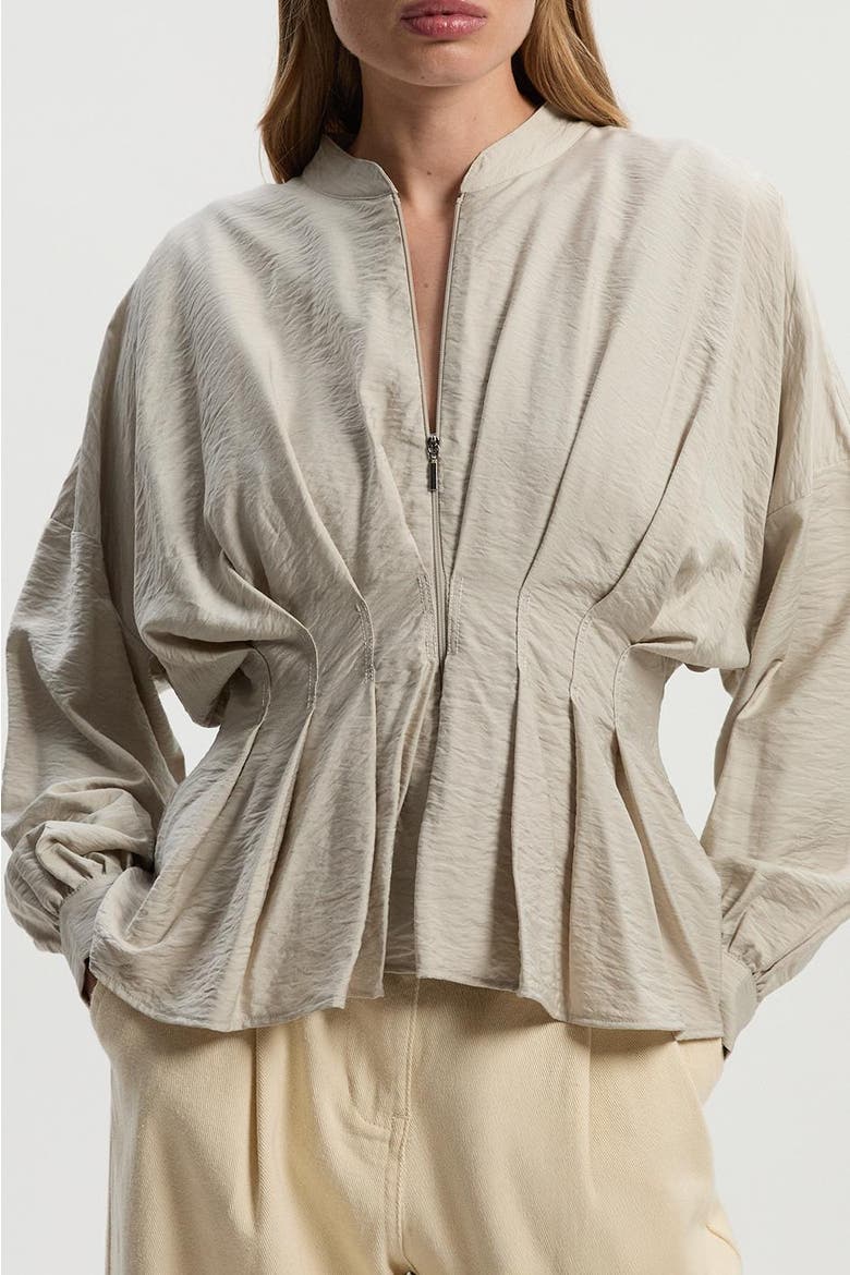 Pleated Detail Woven Jacket, Alternate, color, Stone