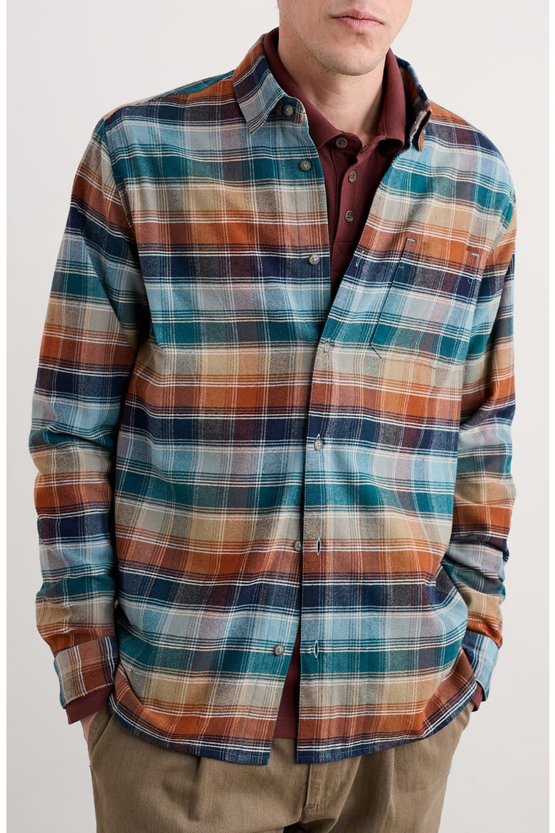 Fathomer Plaid Organic Cotton Flannel Button-Up Shirt, Main, color, ROOT CELLAR LIGHT WADE
