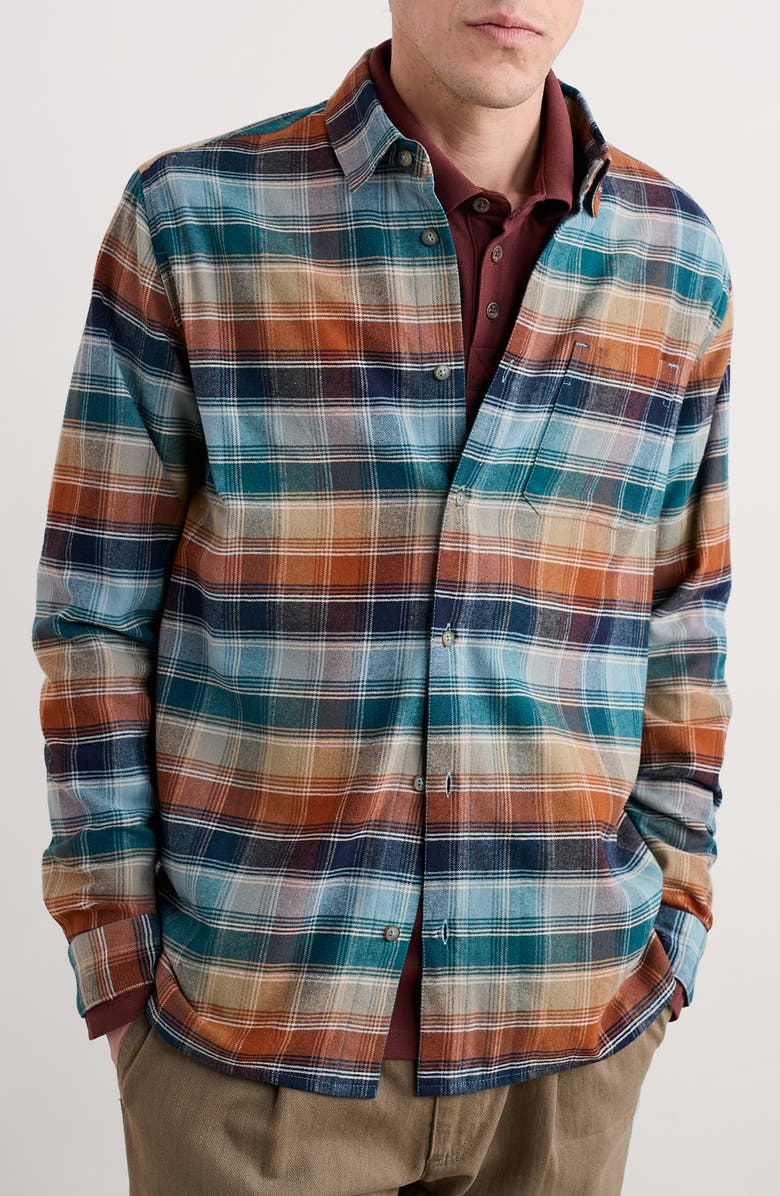 Seasalt Cornwall Fathomer Plaid Organic Cotton Flannel Button-Up Shirt, Main, color, Root Cellar Light Wade