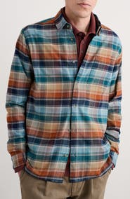 Seasalt Cornwall Fathomer Plaid Organic Cotton Flannel Button-Up Shirt