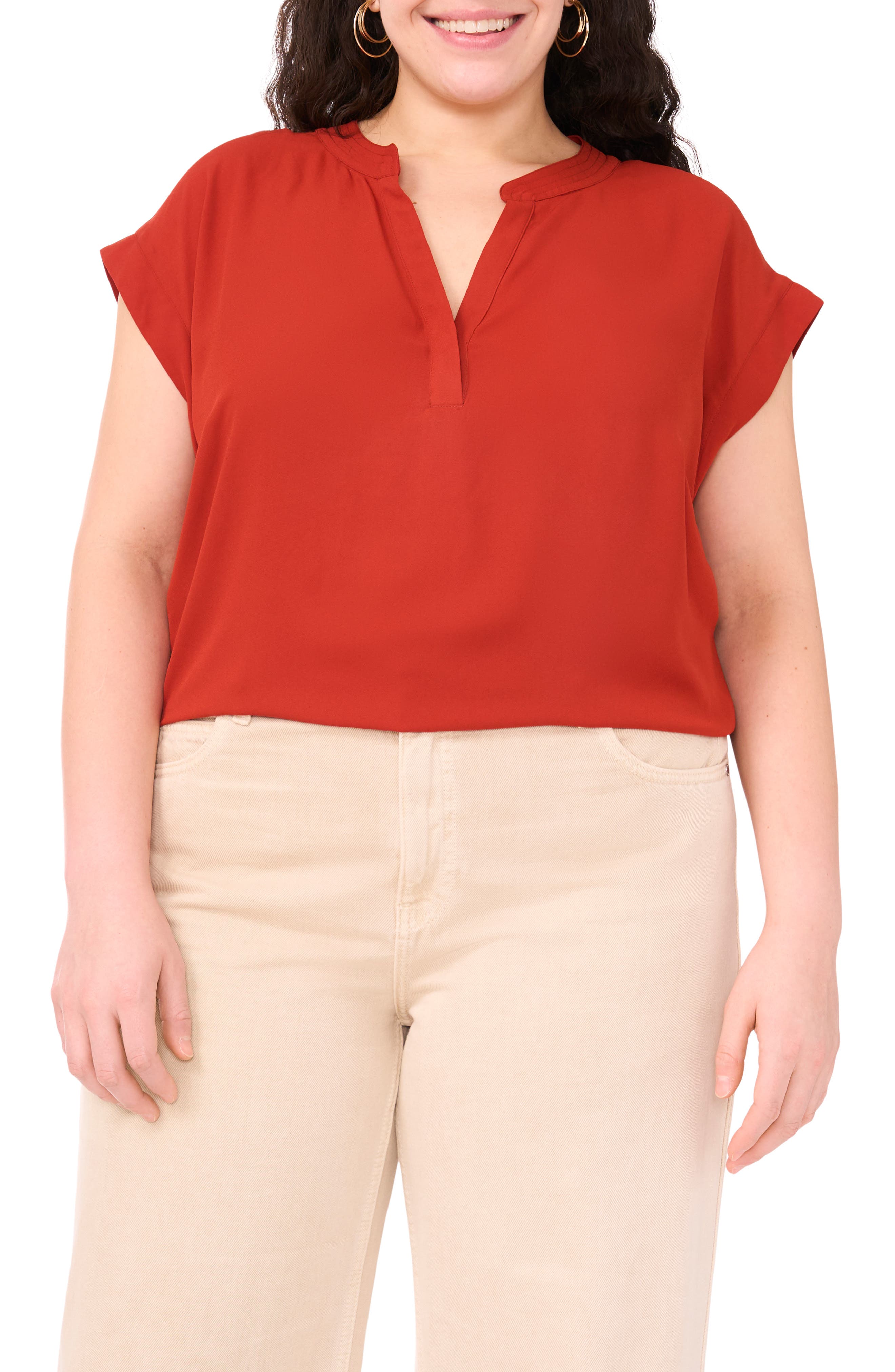 Vince Camuto Split Neck Top (Women) | Nordstromrack