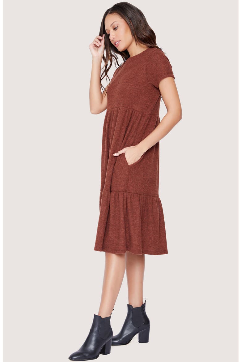 From the Heart Tiered Ruffle Knit Dress, Alternate, color, RUST