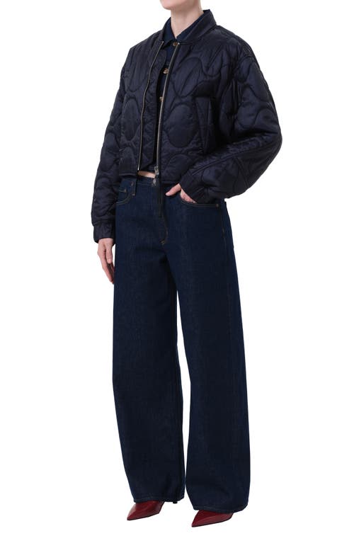 Agolde Iona Quilted Nylon Jacket In Blue