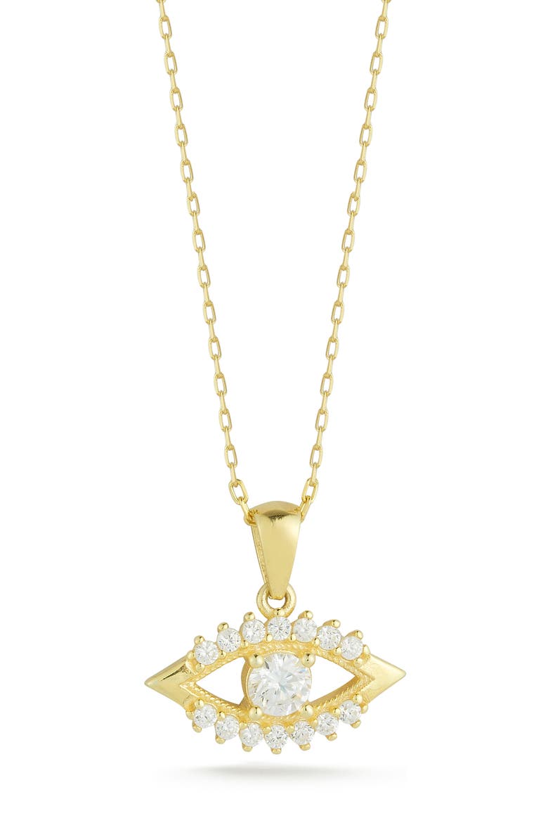 Cubic Zirconia Evil Eye Pendant Necklace, Main, color, GOLD