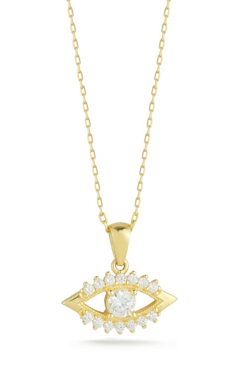 Cubic Zirconia Evil Eye Pendant Necklace