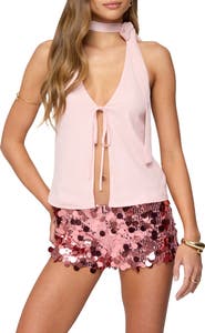EDIKTED Rivere Split Front Halter Top