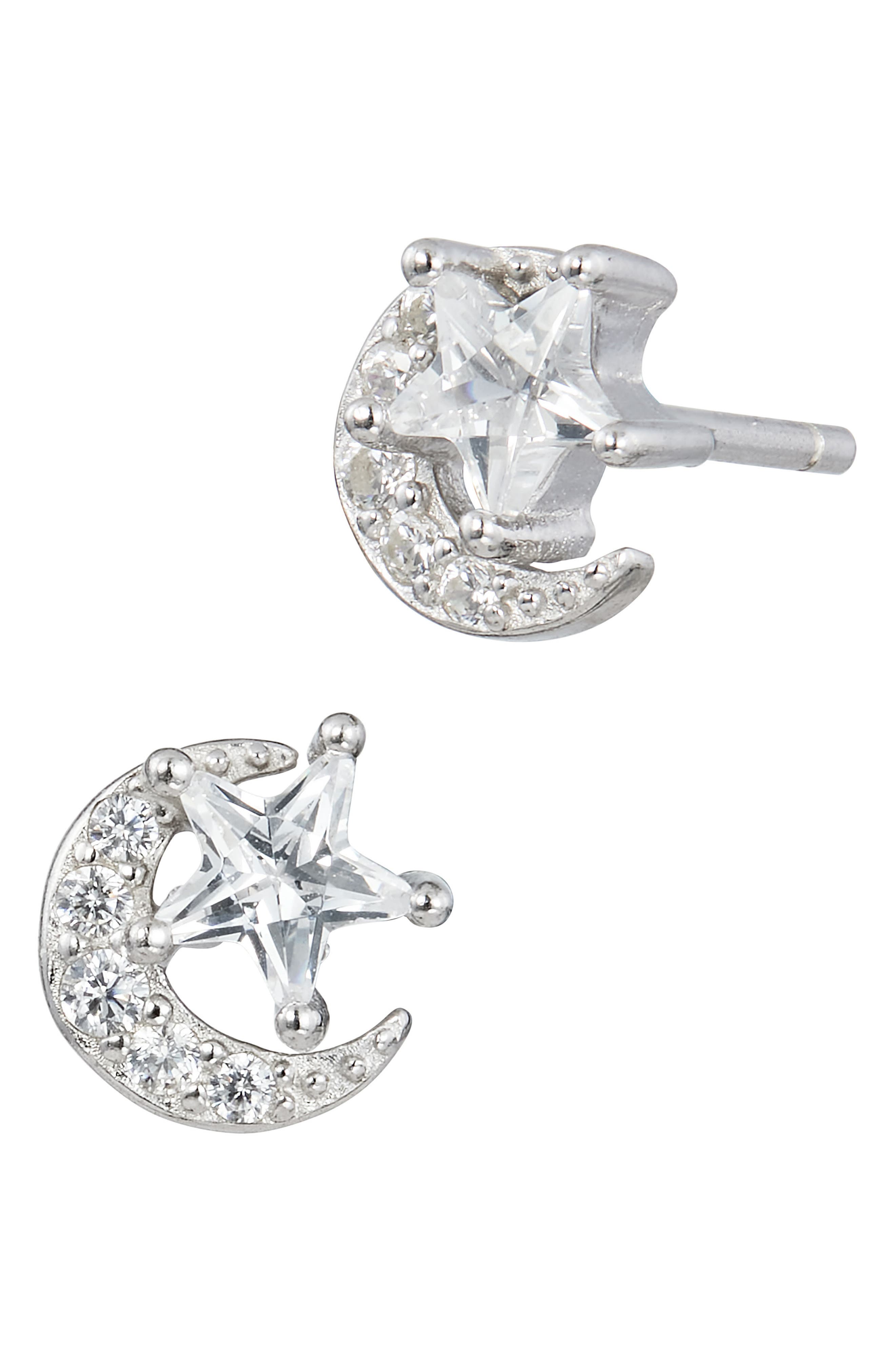 SAVVY CIE JEWELS Star & Moon Cubic Zirconia Stud Earrings
