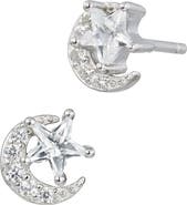 SAVVY CIE JEWELS Star & Moon Cubic Zirconia Stud Earrings