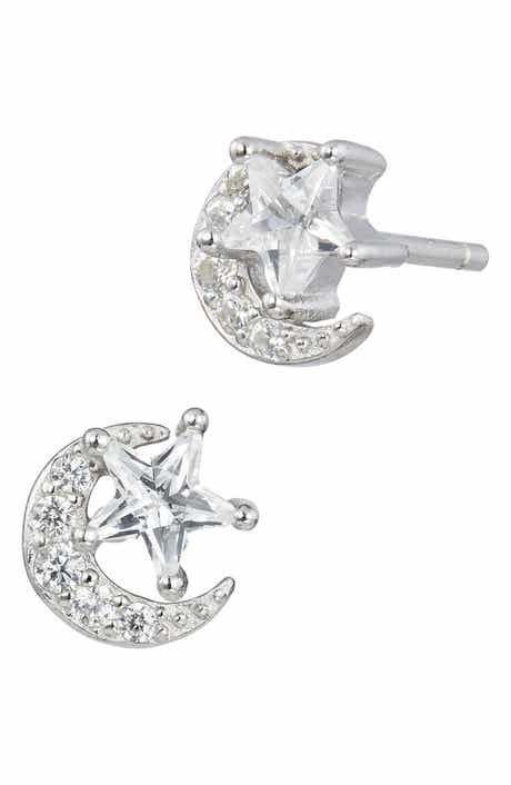 SAVVY CIE JEWELS Star & Moon Cubic Zirconia Stud Earrings