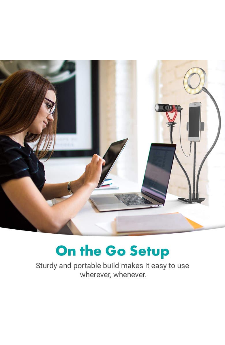 MOVO VGC-3 Selfie Ring Light Stand - Complete Mobile Studio, Alternate, color, Black