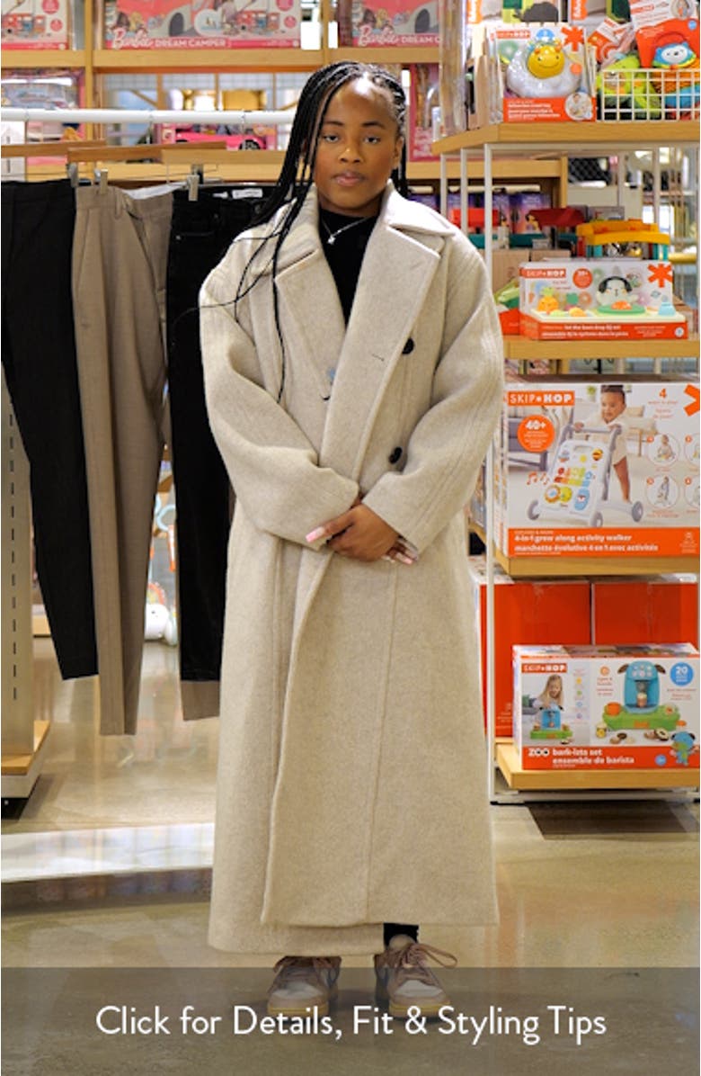Asymmetric Double Breasted Wool Blend Coat