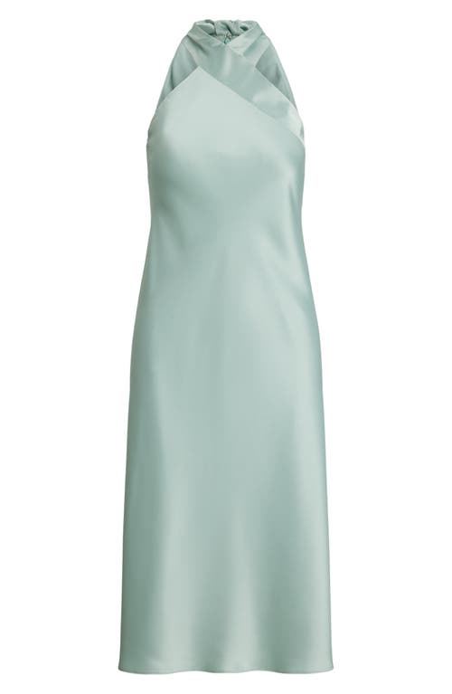 Ralph Lauren Women's Satin Charmeuse Halter Cocktail Dress In Aqua Pearl
