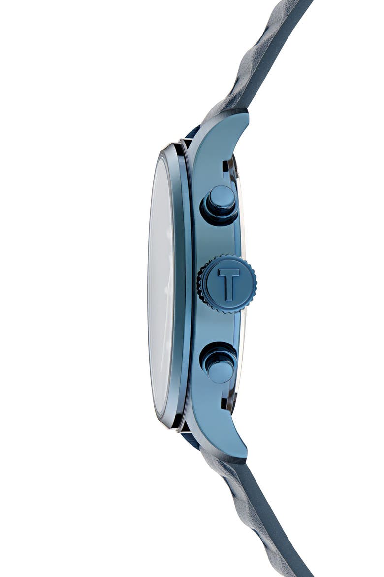Fulmaar Chronograph Leather Strap Watch, 44mm, Alternate, color, BLUE