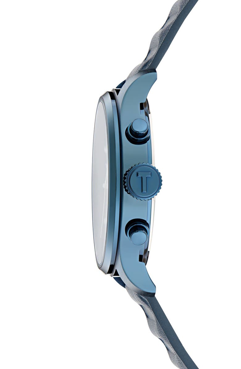 Ted Baker Fulmaar Chronograph Leather Strap Watch, 44mm, Alternate, color, Blue