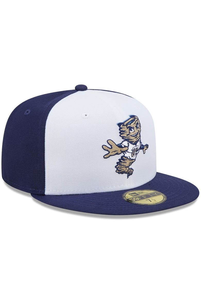 Men's New Era White/Navy Tri-City Dust Devils Marvel x Minor League 59FIFTY Fitted Hat, Alternate, color, White