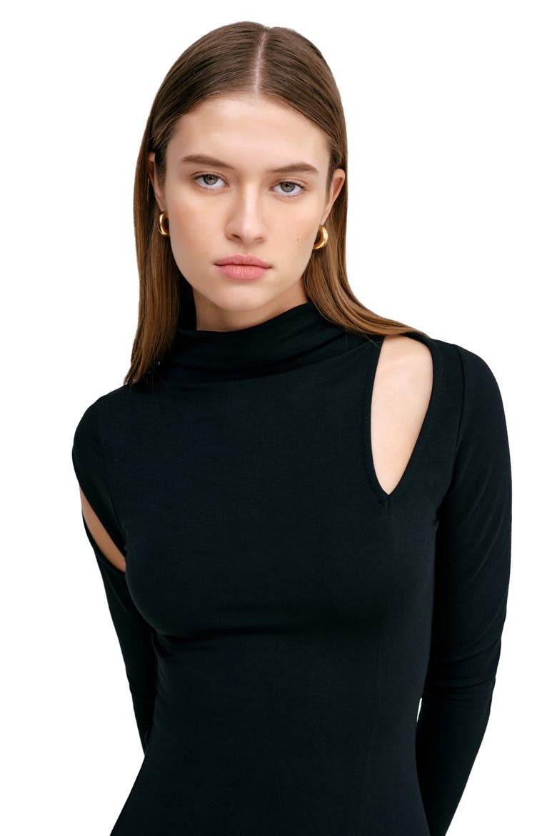 Park Mock Neck Long Sleeve Dress, Alternate, color, BLACK