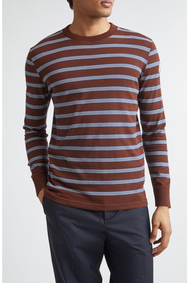 Stripe Long Sleeve T-Shirt, Main, color, BROWN