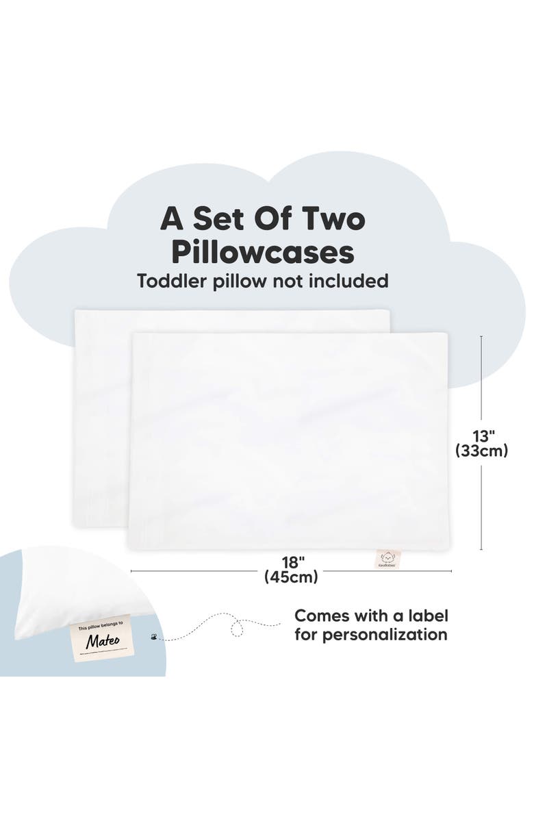 KeaBabies 2-Pack Printed Toddler Pillowcase 13X18", Alternate, color, Soft White