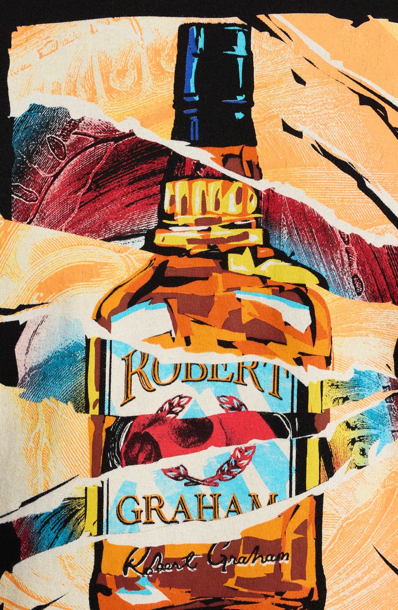Robert Graham Whiskey Wisdom Short Sleeve Cotton Graphic T-Shirt, Alternate, color, Black