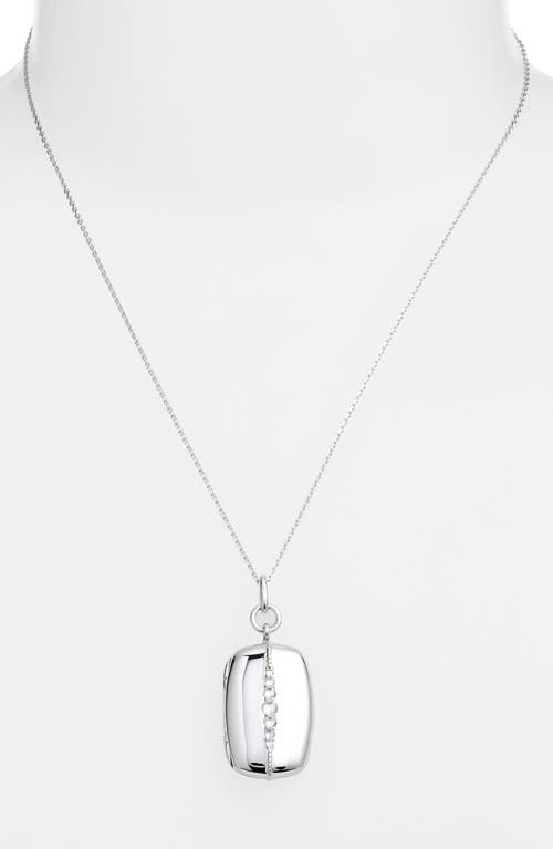 Monica Rich Kosann Slim Rectangular Graduated White Sapphire Locket In Metallic