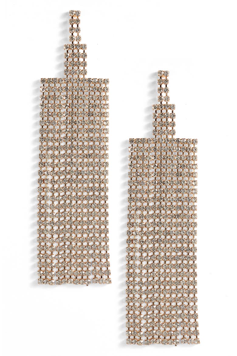Tiered Rhinestone Duster Earrings, Main, color, CLEAR- GOLD