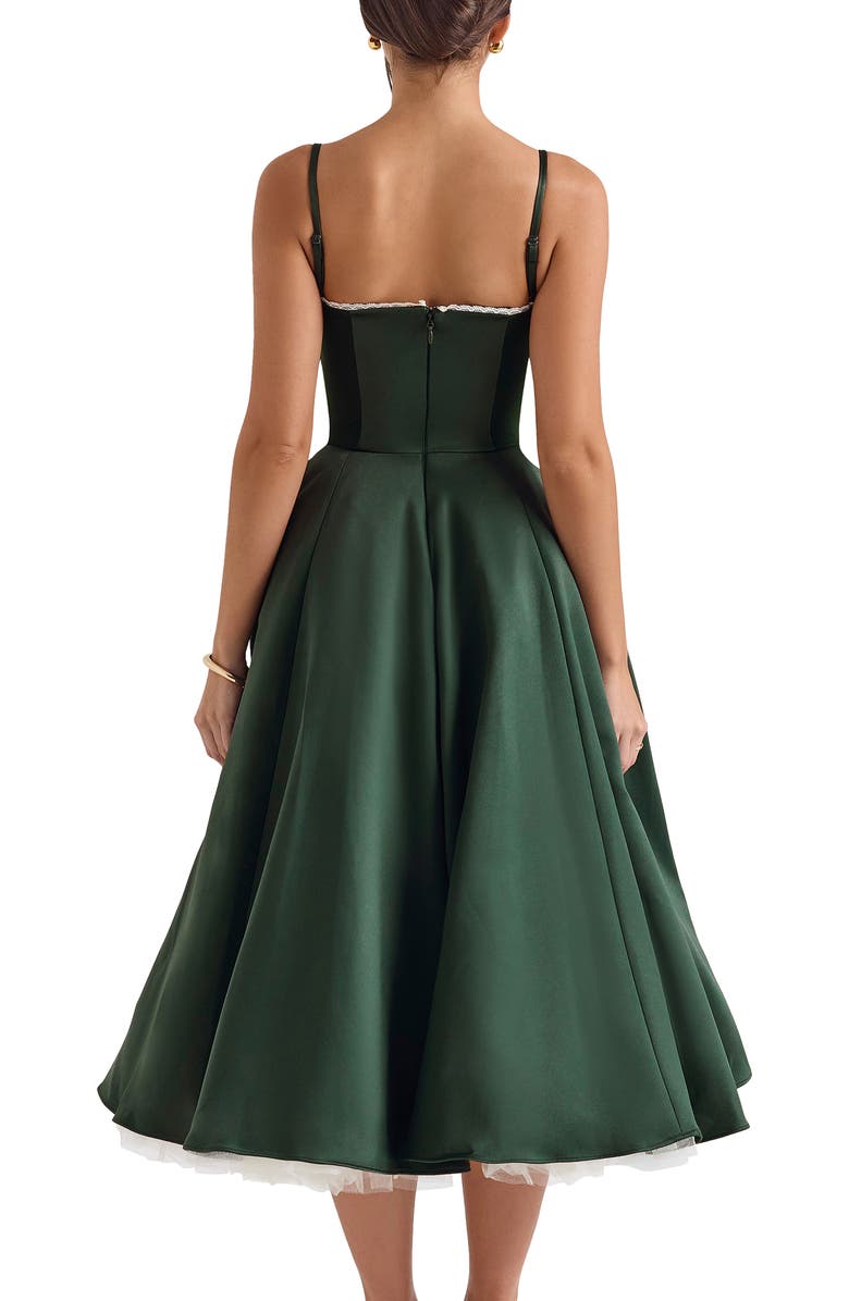 Mademoiselle Bustier Stretch Satin Midi Dress