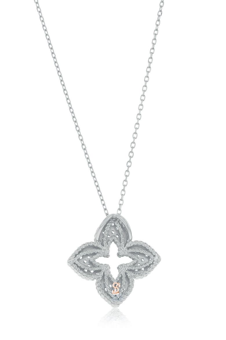 Pavé Cubic Zirconia Clover Pendant Necklace, Alternate, color, WHITE