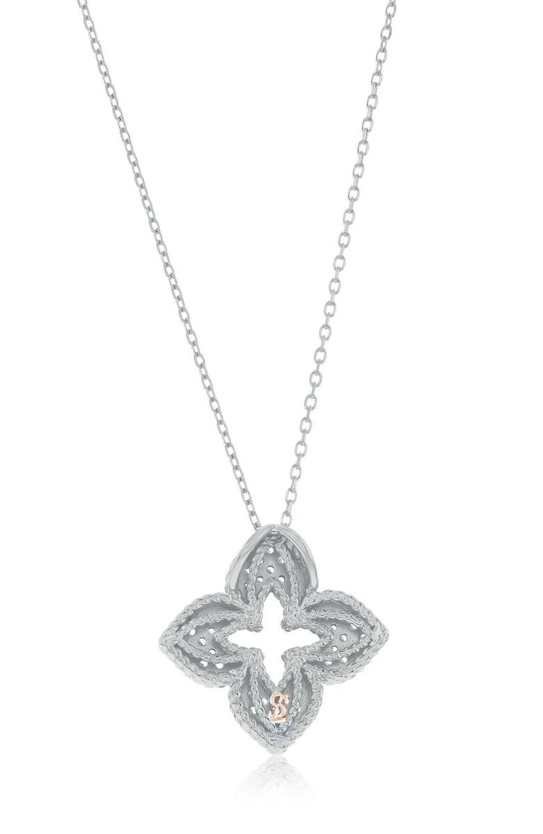 SUZY LEVIAN Pavé Cubic Zirconia Clover Pendant Necklace, Alternate, color, White