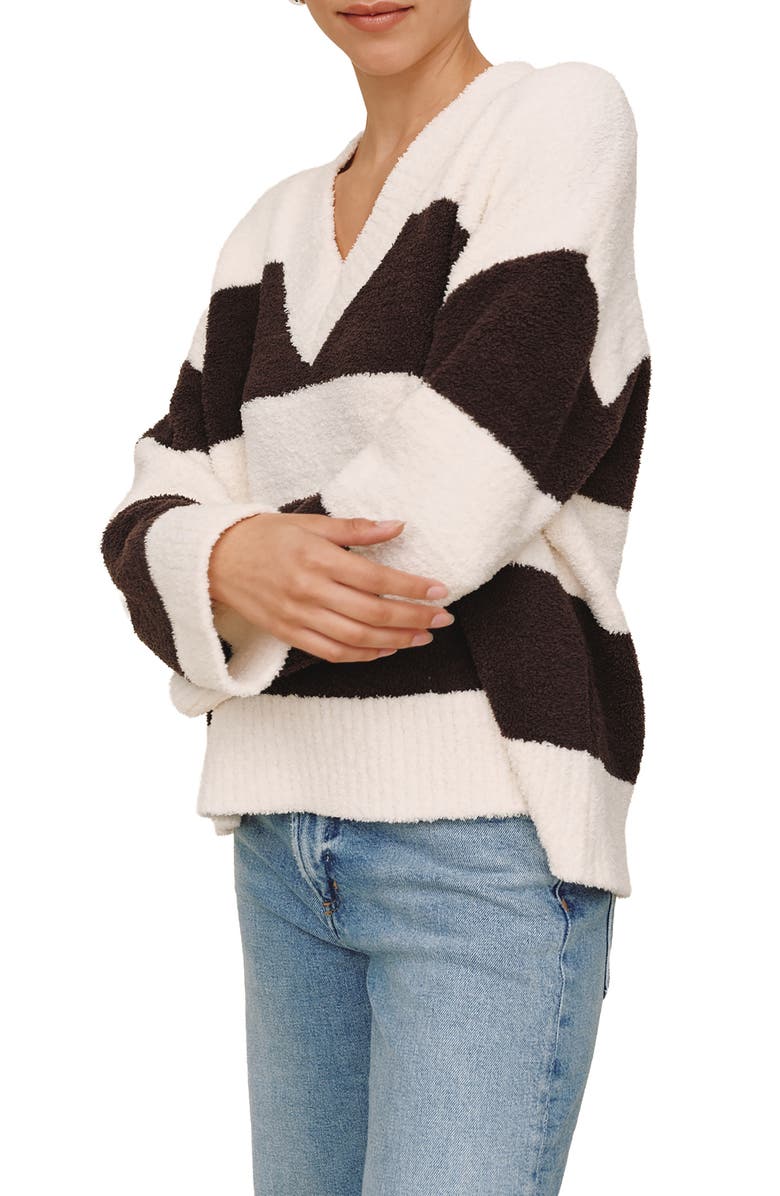 Bella Dahl Oversize V-Neck Sweater, Alternate, color, Frost And Fawn