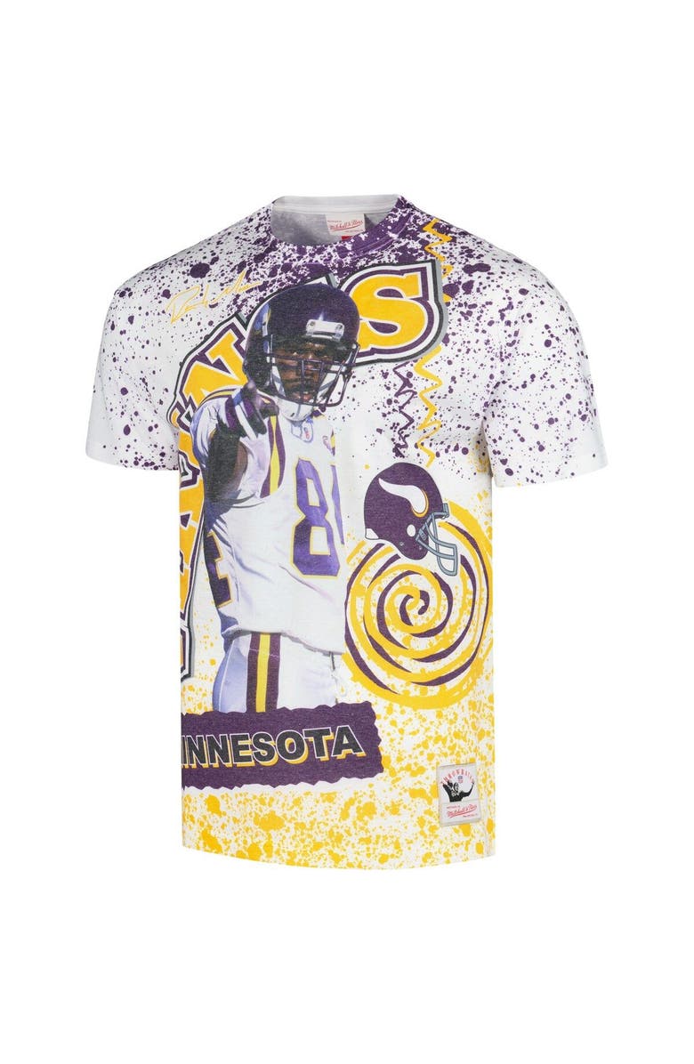 Mitchell & Ness Men's Mitchell & Ness Randy Moss White Minnesota Vikings Retired Player Name & Number Burst T-Shirt, Alternate, color, White