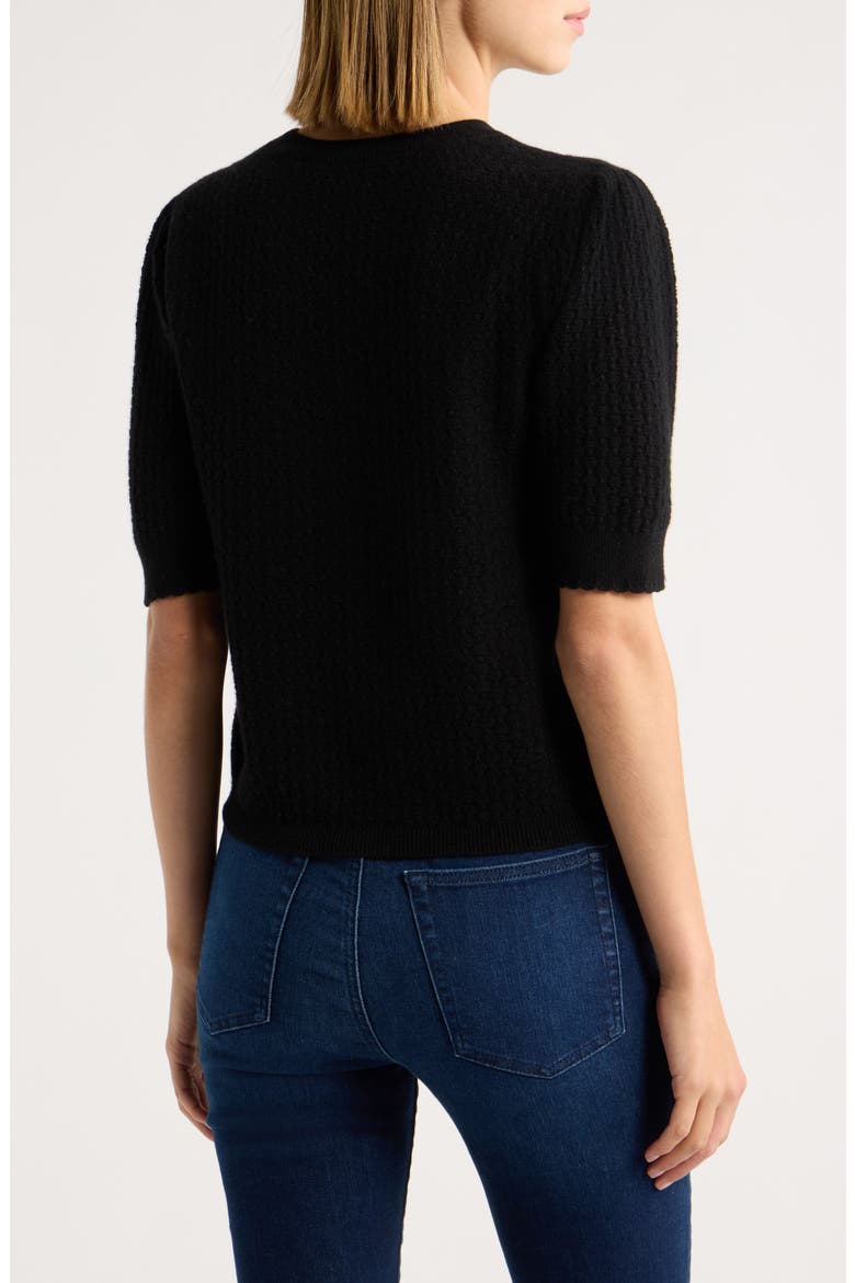 The Gathered Honeycomb Cashmere Sweater, Alternate, color, BLACK