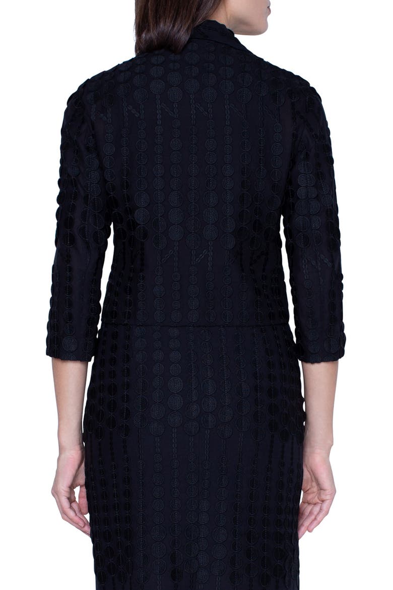Embroidered Dot Crop Cotton Blend Jacket, Alternate, color, BLACK