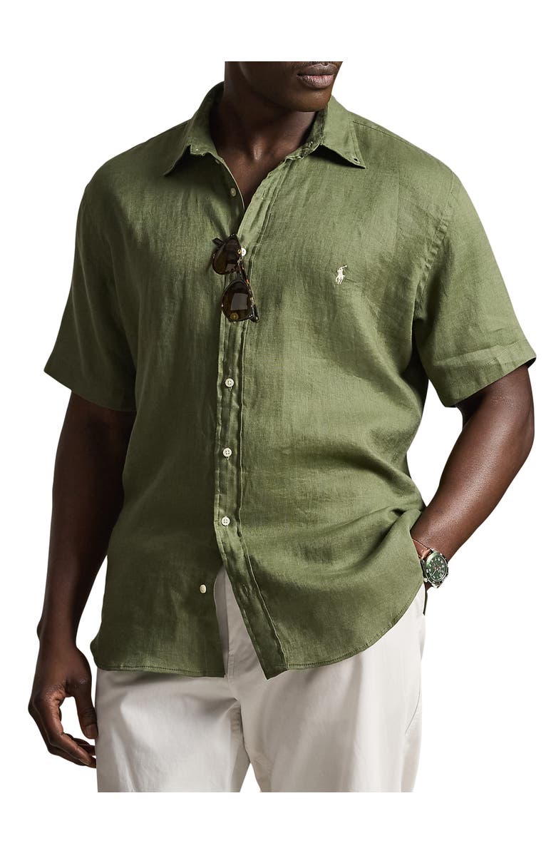 Polo Ralph Lauren Big & Tall Linen Sport Shirt, Main, color, Garden Trail