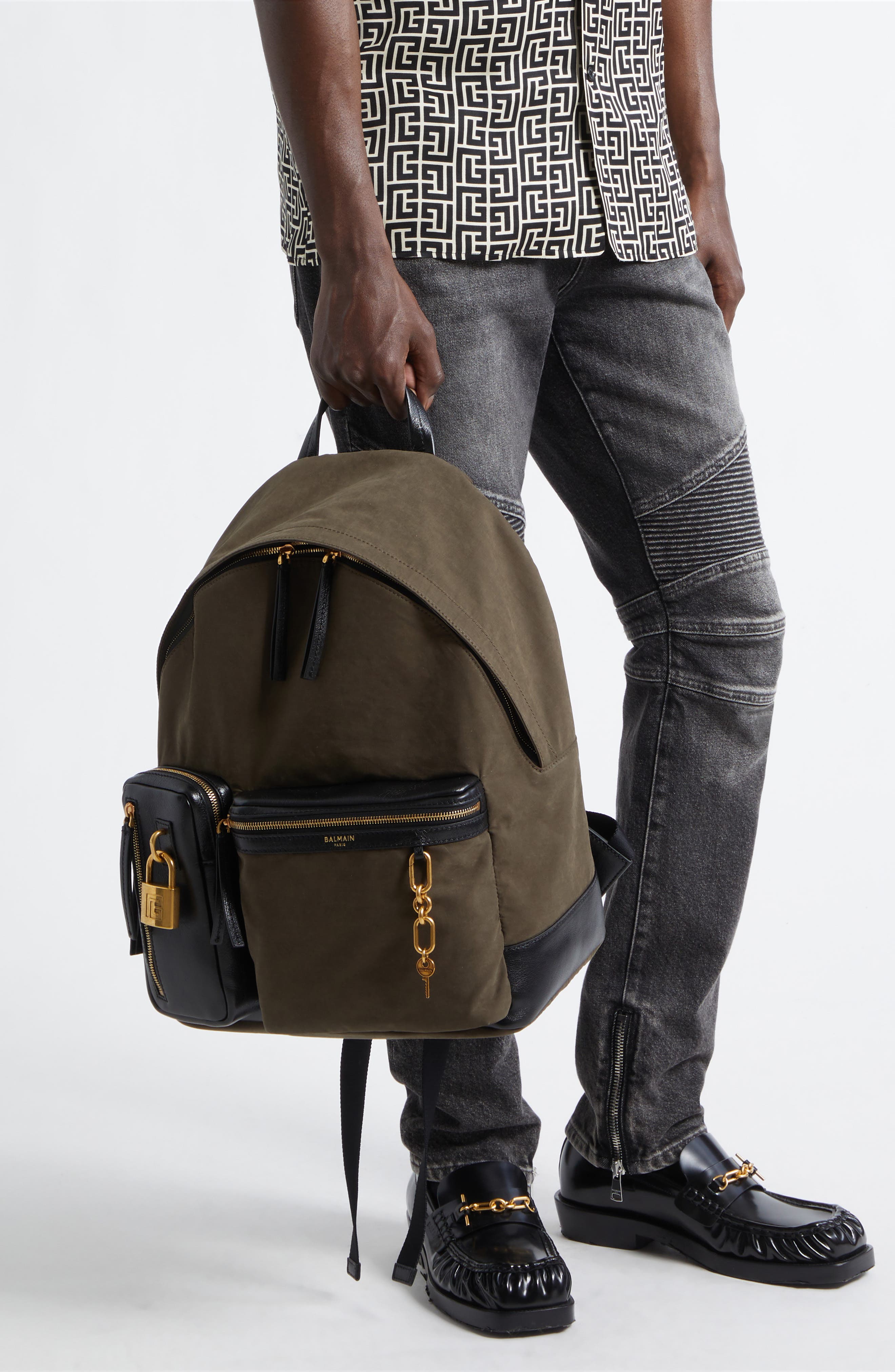 Balmain Pulse Backpack, Alternate, color, Uij Khaki/ Black