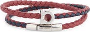 FERRAGAMO Men's Gancio Braided Leather Wrap Bracelet