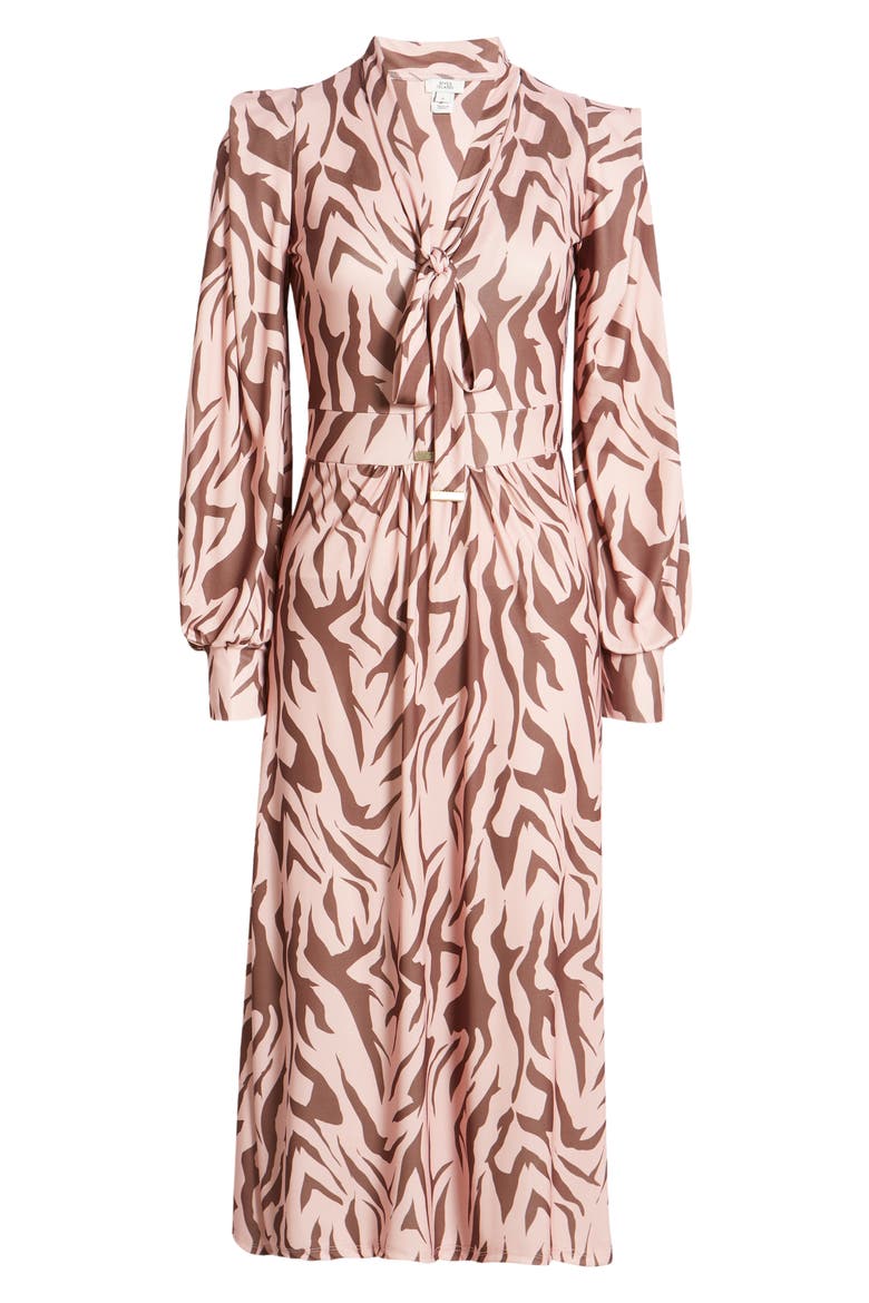 Front Tie Long Sleeve Jersey Dress, Alternate, color, LIGHT PINK