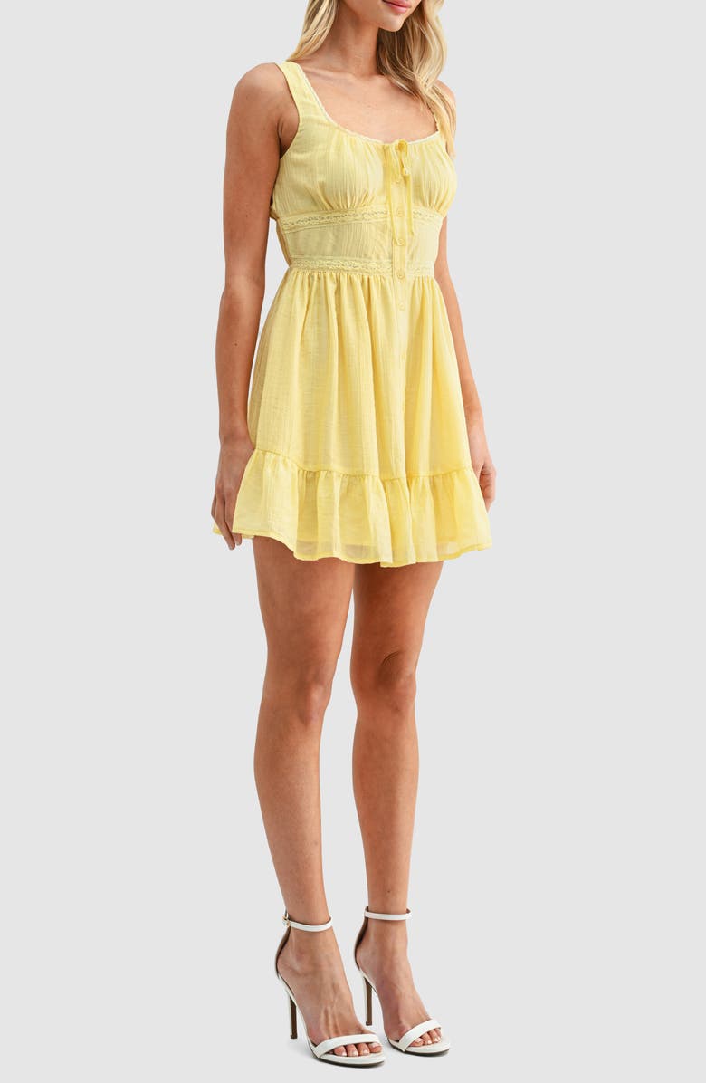 Lush Square Neck Button Front Minidress, Alternate, color, Yellow