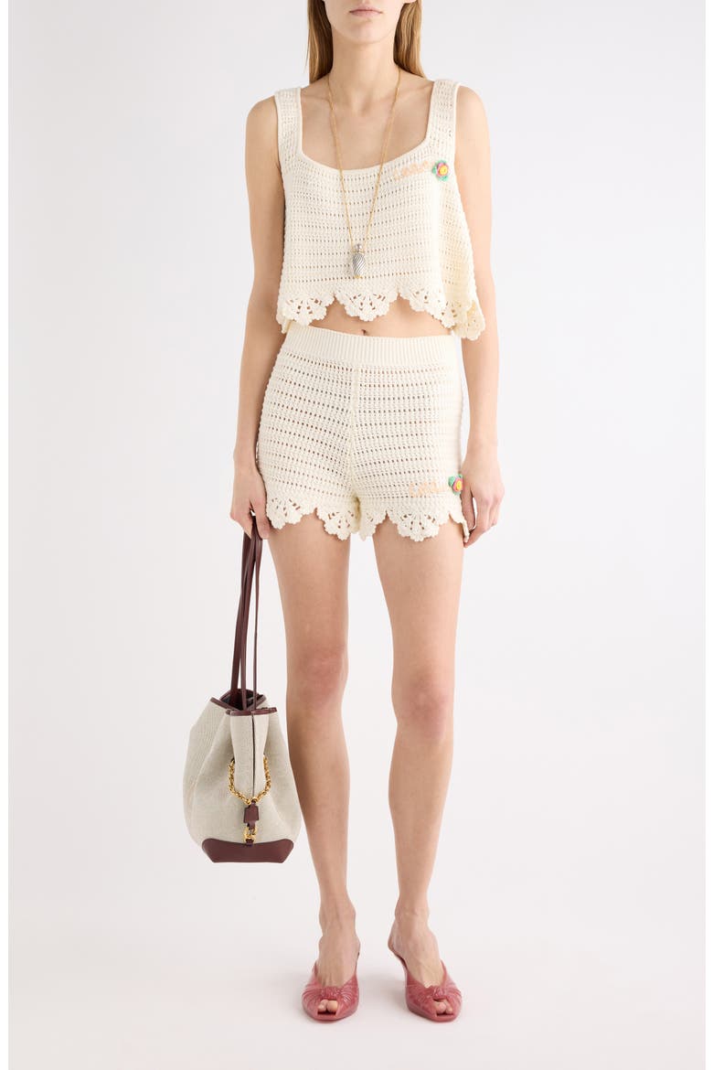 Crop Organic Cotton Crochet Tank, Alternate, color, ICONIC MILK