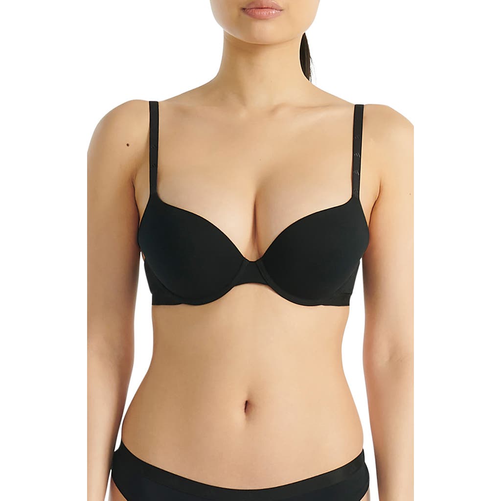 Adidas Originals Underwire Stretch Cotton Push-up T-shirt Bra In Black