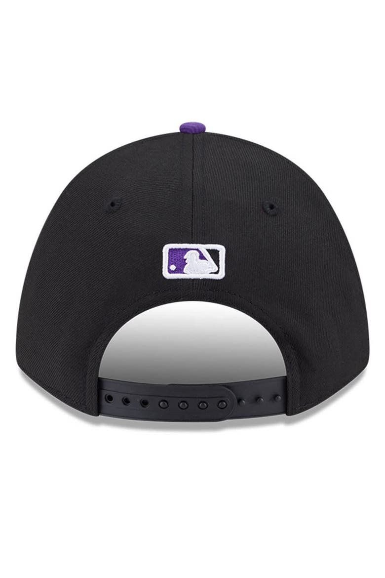 Men's New Era  Black/Purple Colorado Rockies Player Replica 9FORTY Adjustable Hat, Alternate, color, Black