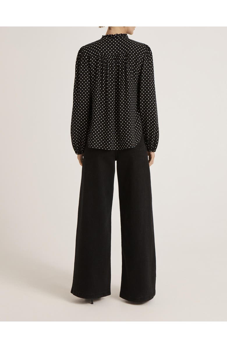 Finery London Kiya Polka Dot Tie Neck Blouse, Alternate, color, Black Spot